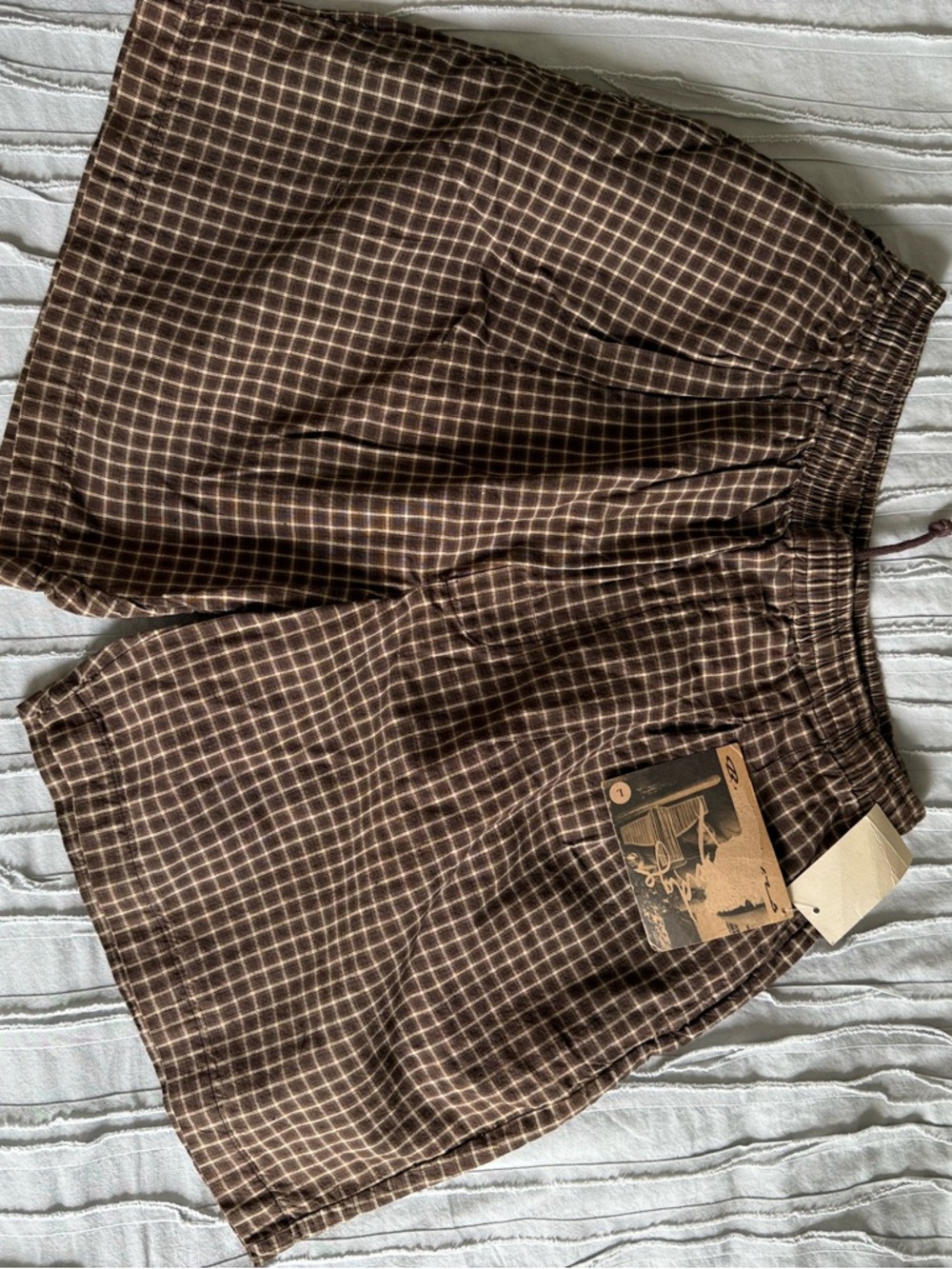 Brown Plaid Relaxed Shorts